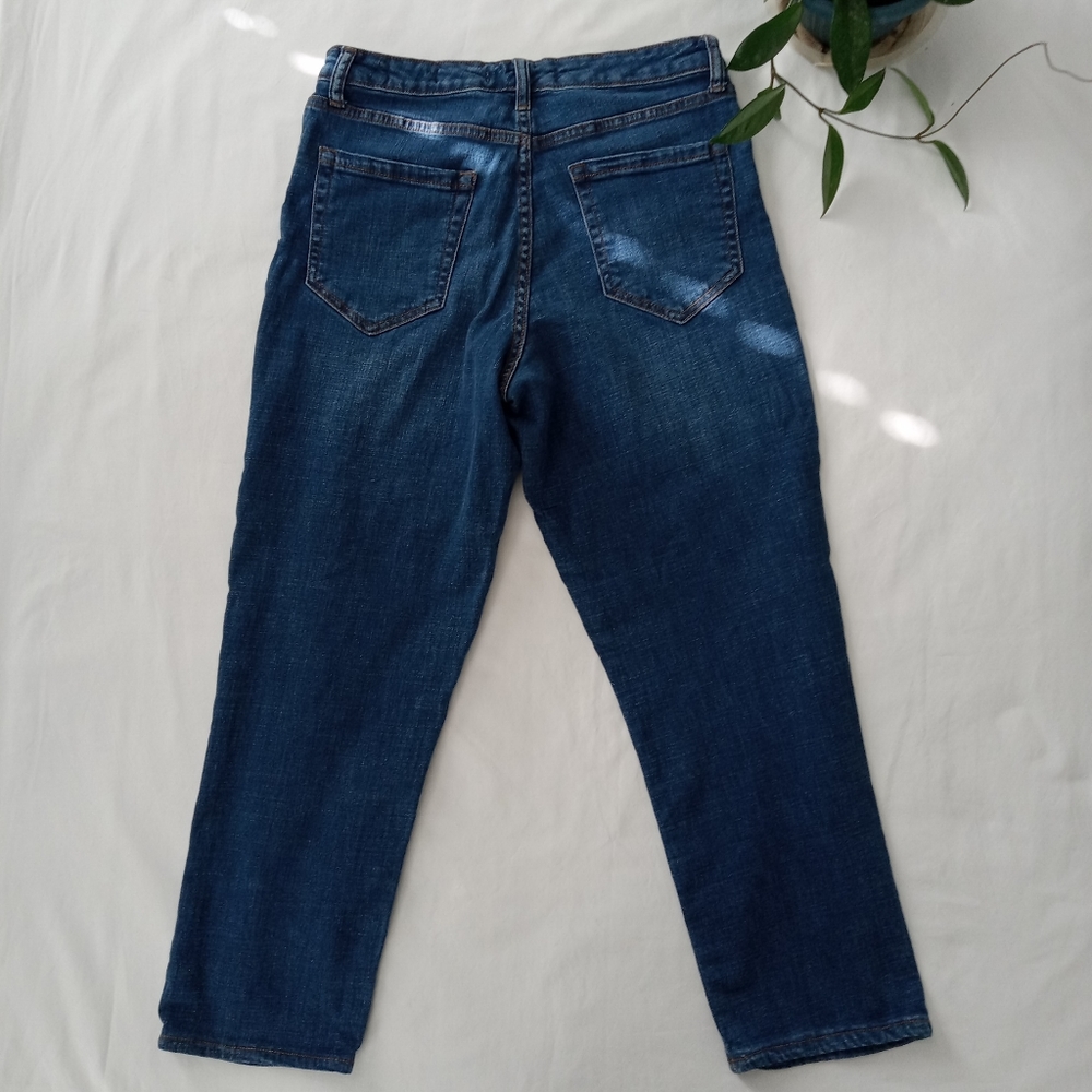 Ella Moss Jeans High Waist Straight Cropped Stretch 8/29 Juniors Cotton Dark - Picture 3 of 11
